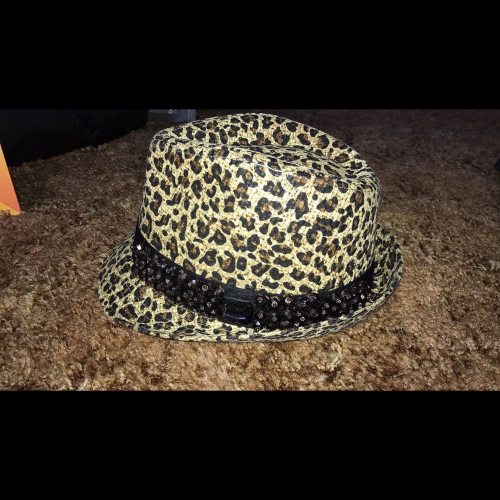 COPY - Sparkly cheetah fedora. Never worn!
